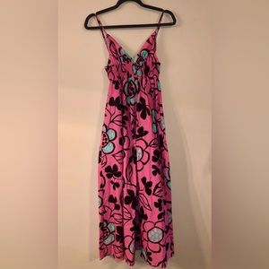 Zara pink poplin floral dress. Size Small. Adjustable straps. Pockets.